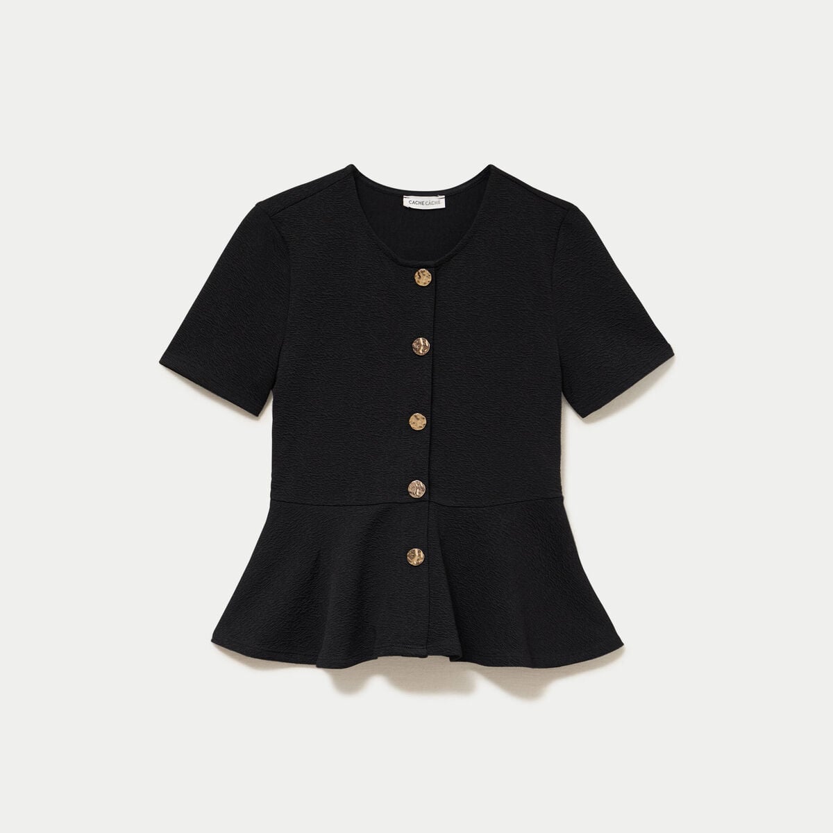 Top cintr&eacute; p&eacute;plum noir femme