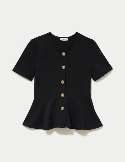 Top cintr&eacute; p&eacute;plum noir femme