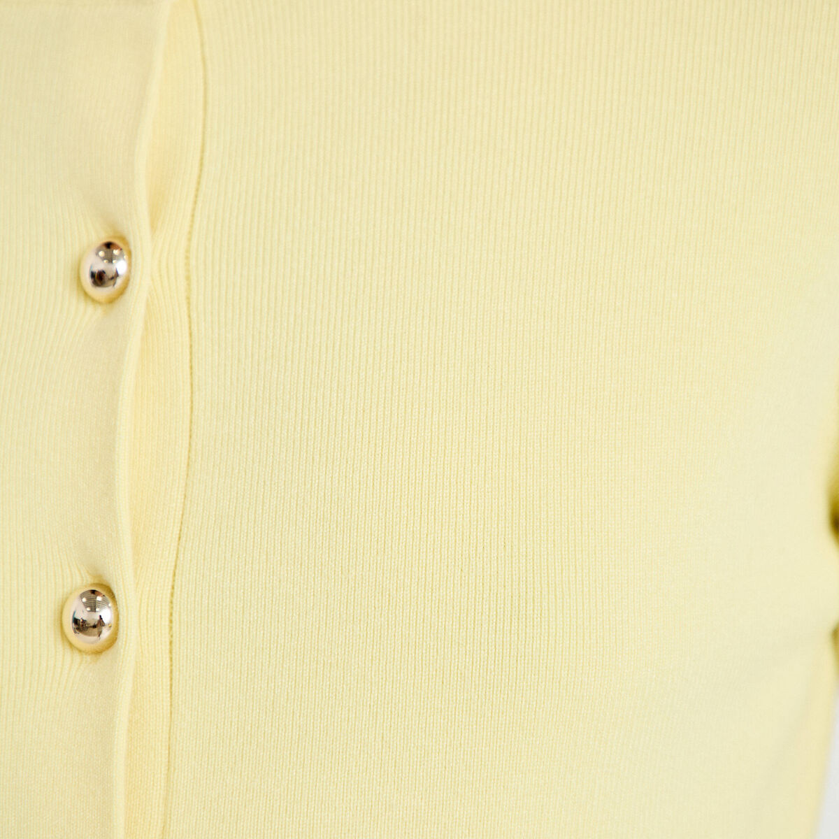 Gilet ajust&eacute; cropped col rond jaune clair femme