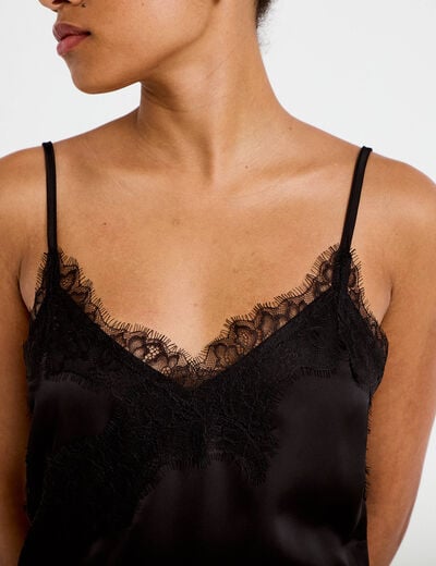 D&eacute;bardeur ajust&eacute; d&eacute;collet&eacute; dentelle noir femme