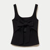 Top cintr&eacute; sans manches col carr&eacute; noir femme