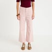 Pantalon large cropped taille haute rose nude femme
