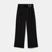 Pantalon bootcut avec ceinture noir femme