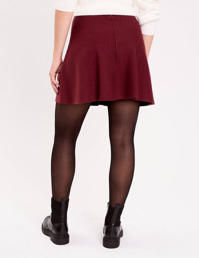 Jupe &eacute;vas&eacute;e en maille bordeaux femme