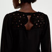 Blouse macram&eacute; bas &eacute;lastiqu&eacute; noir femme
