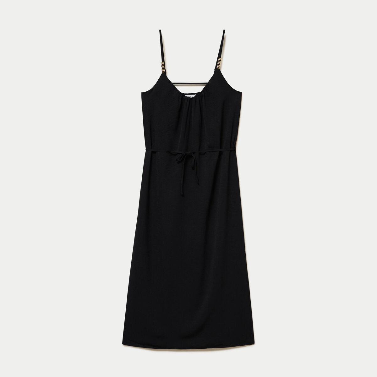 Robe longue &eacute;vas&eacute;e &agrave; fines bretelles noir femme