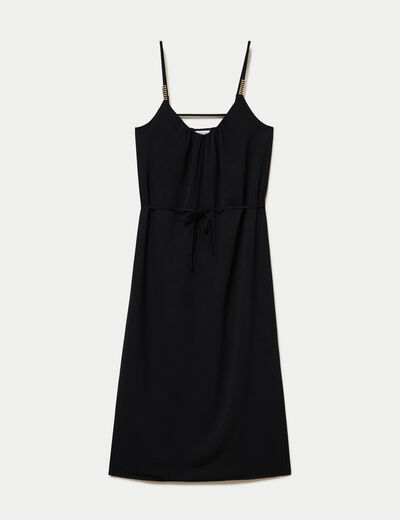 Robe longue &eacute;vas&eacute;e &agrave; fines bretelles noir femme