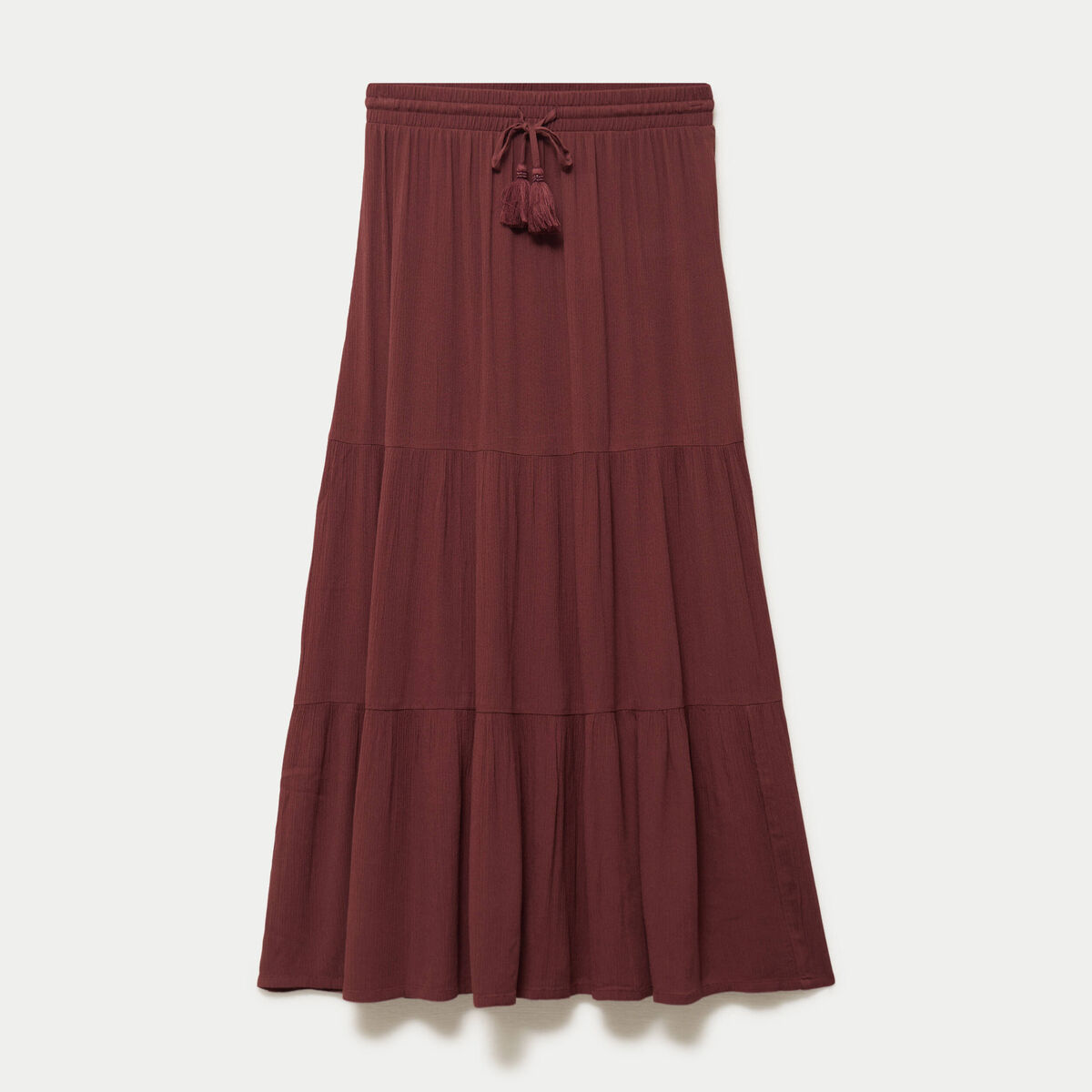 Jupe longue pliss&eacute;e &eacute;vas&eacute;e marron femme