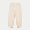 Pantalon barrel broderie taille basse ecru femme