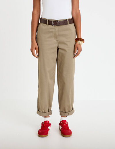 Pantalon chino avec ceinture amovible gris femme