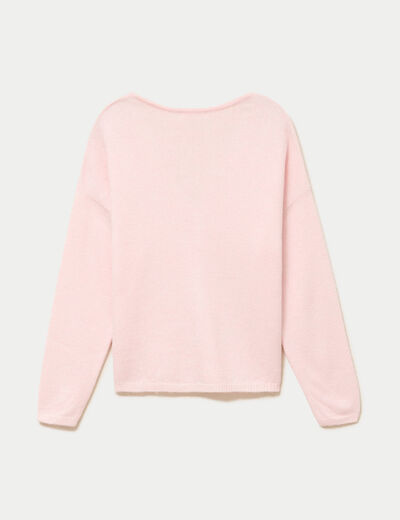 Gilet boutonn&eacute; avec col en V rose clair femme