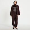 Pantalon bouffant taille standard marron femme