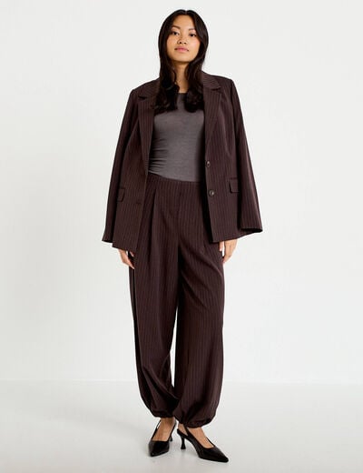 Pantalon bouffant taille standard marron femme