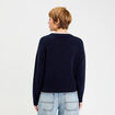 Pull col rond manches longues bleu marine femme