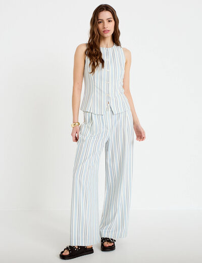 Gilet sans manches boutonn&eacute; blanc femme