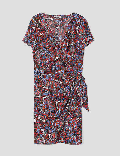 Robe portefeuille avec noeud noir femme