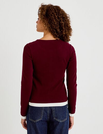 Doudou col rond manches longues bordeaux femme