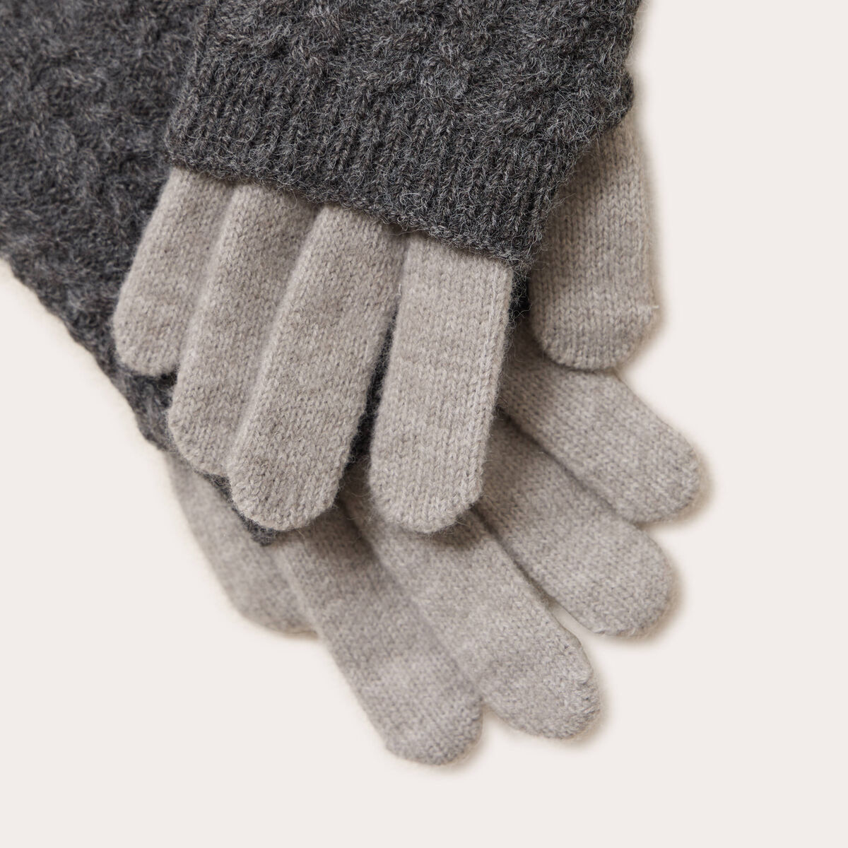 Gants mitaines 2-en-1 gris clair femme