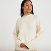Pull col montant manches longues ecru femme