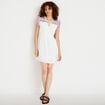 Robe courte &eacute;vas&eacute;e col v manches courtes blanc femme