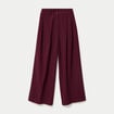 Pantalon large &agrave; pinces bordeaux femme