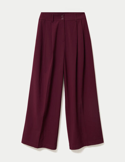 Pantalon large &agrave; pinces bordeaux femme