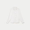 Blouse droite col v manches longues ecru femme