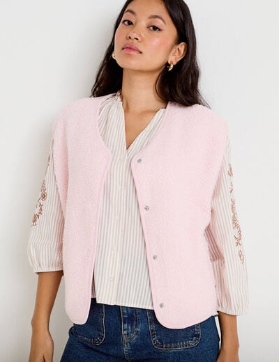 Gilet sans manches effet polaire rose clair femme