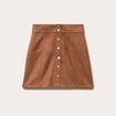 Jupe trap&egrave;ze courte aspect daim marron femme