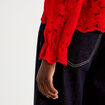 Blouse en dentelle d&eacute;collet&eacute; dos rouge femme