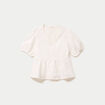 Blouse col v manches courtes brod&eacute;e ecru femme