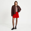 Jupe trap&egrave;ze en velours rouge femme
