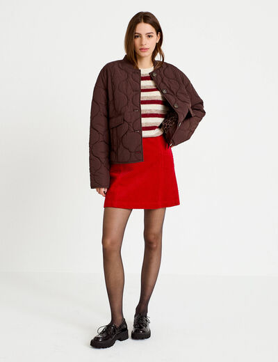 Jupe trap&egrave;ze en velours rouge femme