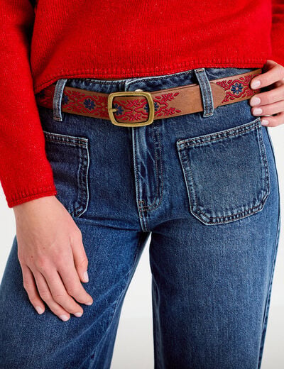 Jean bootcut ceinture amovible denim stone femme