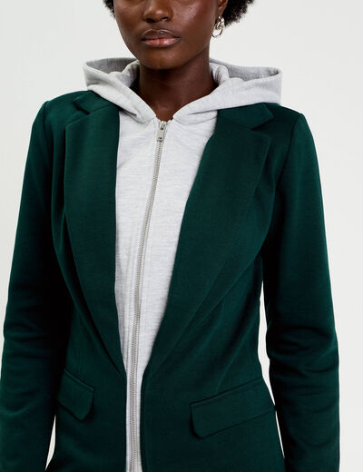 Veste blazer 2-en-1 gilet vert fonc&eacute; femme