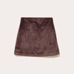 Jupe droite fausse fourrure marron fonc&eacute; femme