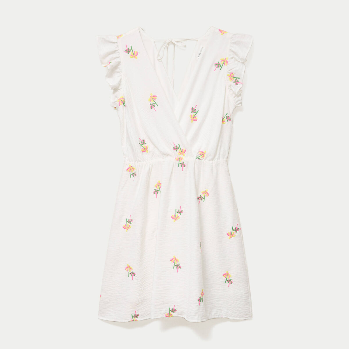 Robe courte &eacute;vas&eacute;e col coeur blanc femme
