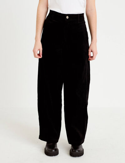 Pantalon chino en velours noir femme
