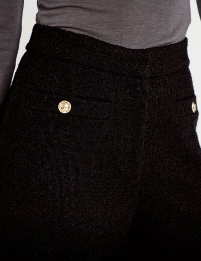 Pantalon bootcut en tweed noir femme