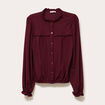 Blouse d&eacute;tails volants violet fonc&eacute; femme