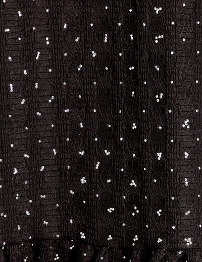 Blouse nou&eacute;e strass noir femme