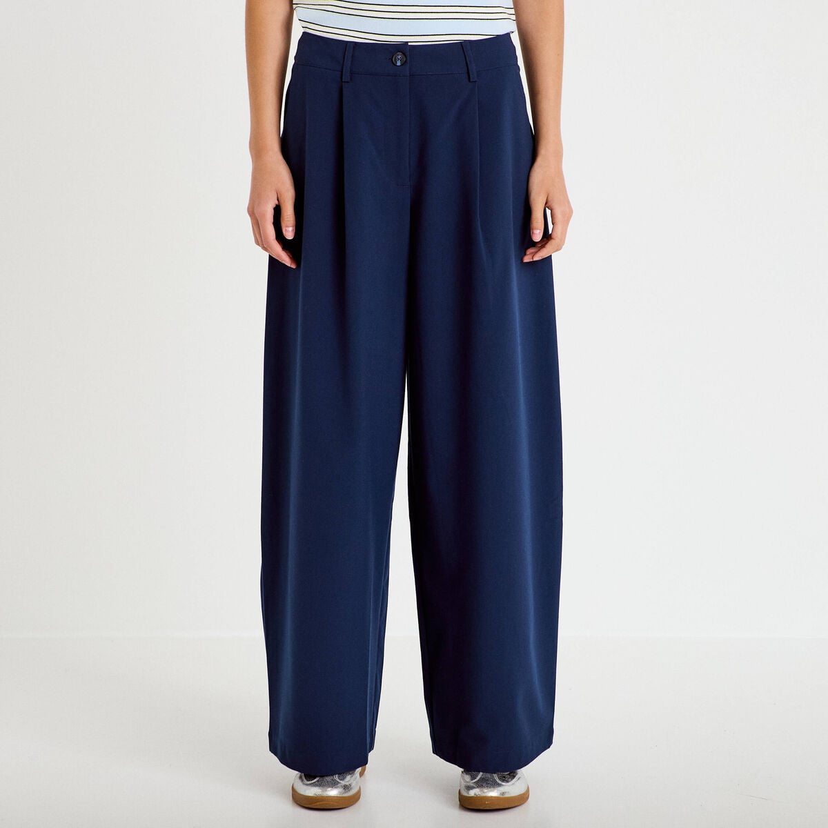 Pantalon bootcut taille standard bleu marine femme