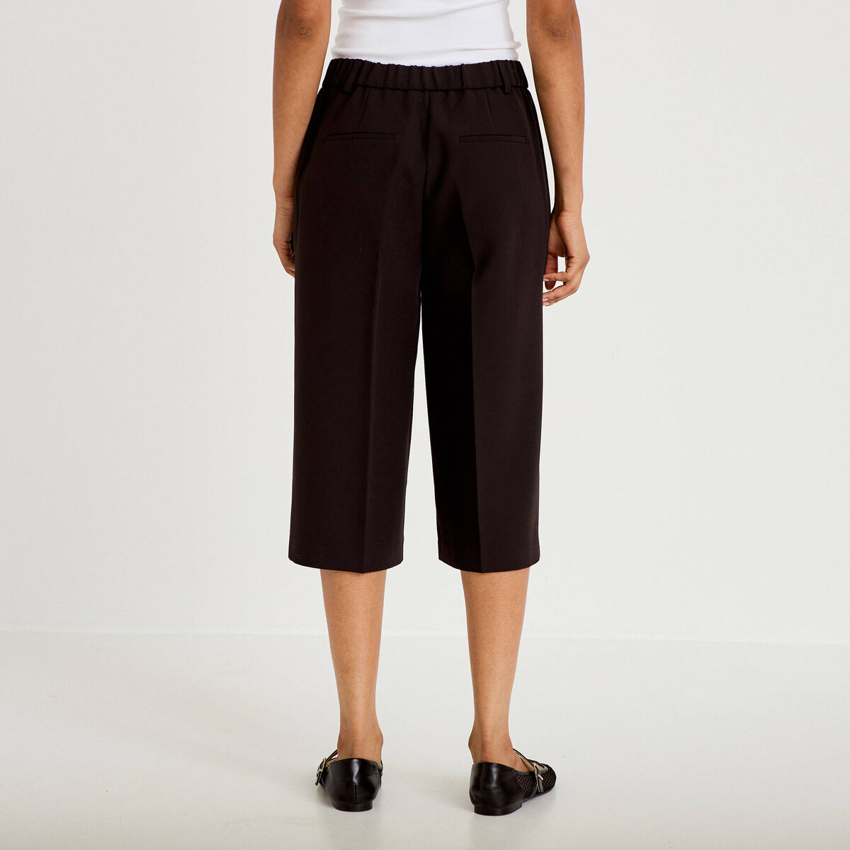Bermuda coupe large noir femme