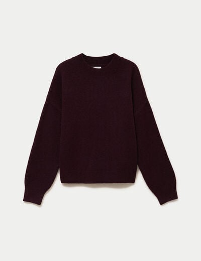 Pull col rond prune femme