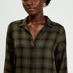 Chemise &agrave; carreaux fils m&eacute;tallis&eacute;s vert menthe femme
