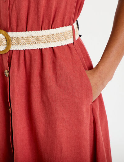 Robe &eacute;vas&eacute;e avec ceinture amovible vieux rose femme