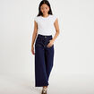 Jean wide leg cropped taille haute denim brut femme