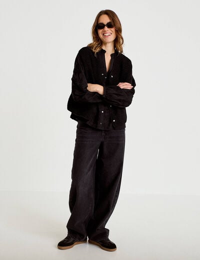 Gilet sans manches effet polaire noir femme
