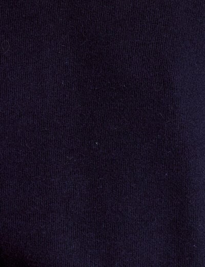 Sweat duveteux col rond manches longues bleu marine femme