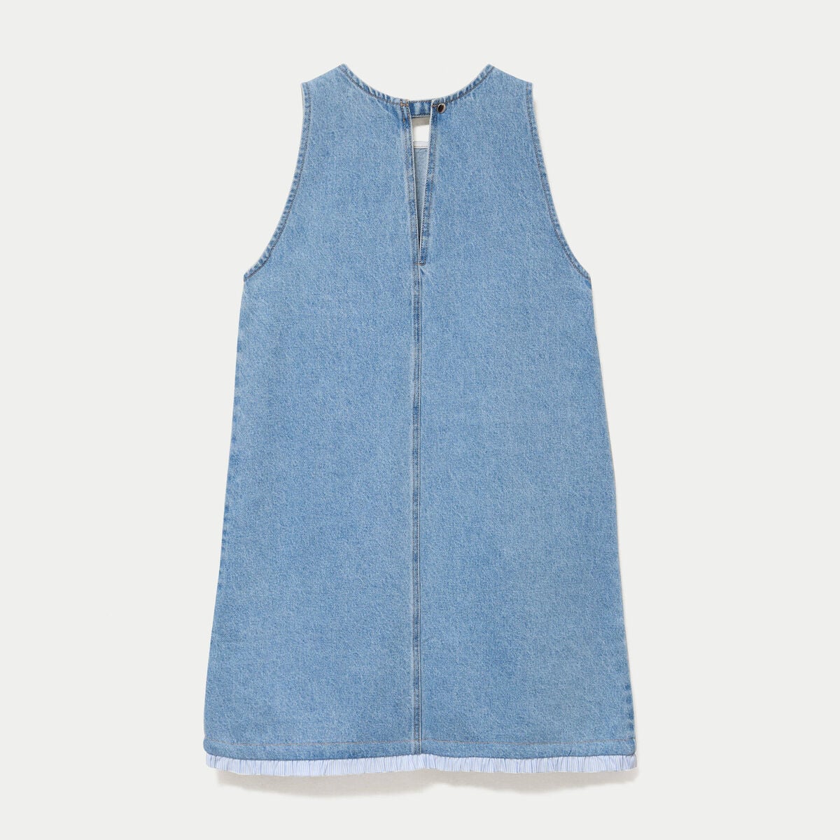 Robe droite courte en jean sans manches denim bleach femme
